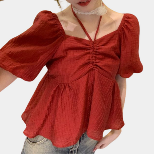 Nanna - Stylová dámská halenka s puff-sleeved halenkou