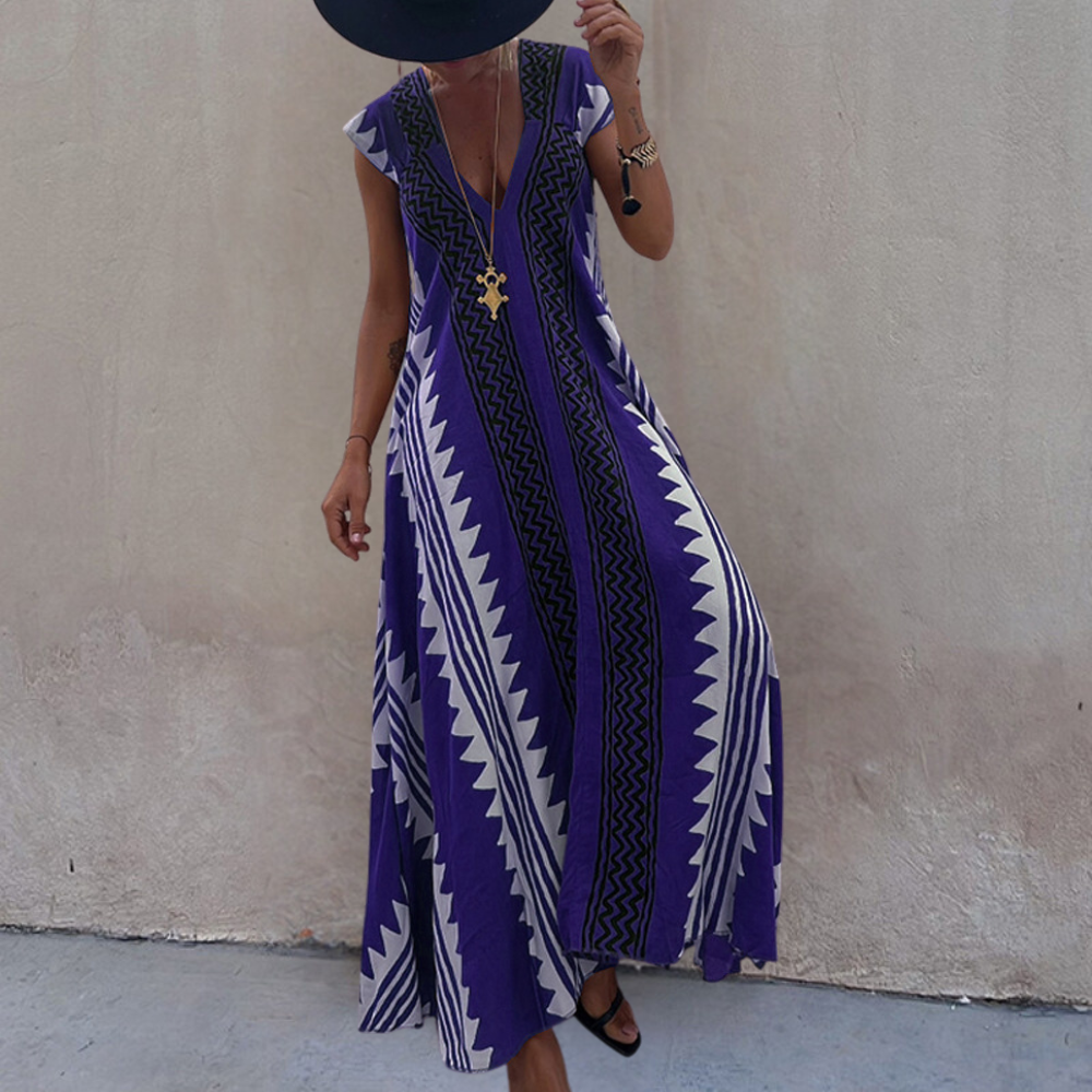 Adelina - Geometrické bohémské maxi šaty