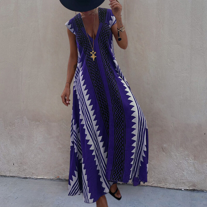 Adelina - Geometrické bohémské maxi šaty