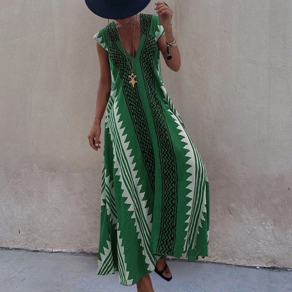 Adelina - Geometrické bohémské maxi šaty