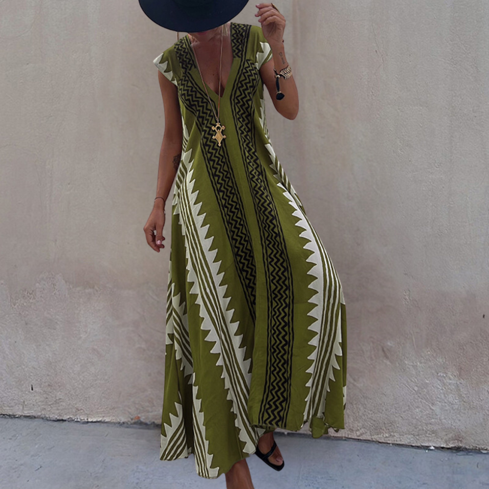 Adelina - Geometrické bohémské maxi šaty