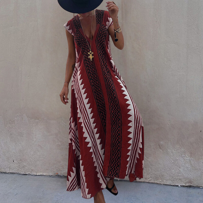 Adelina - Geometrické bohémské maxi šaty