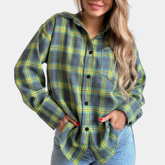 Iryna - Stylová dámská kostkovaná košile s dlouhým rukávem