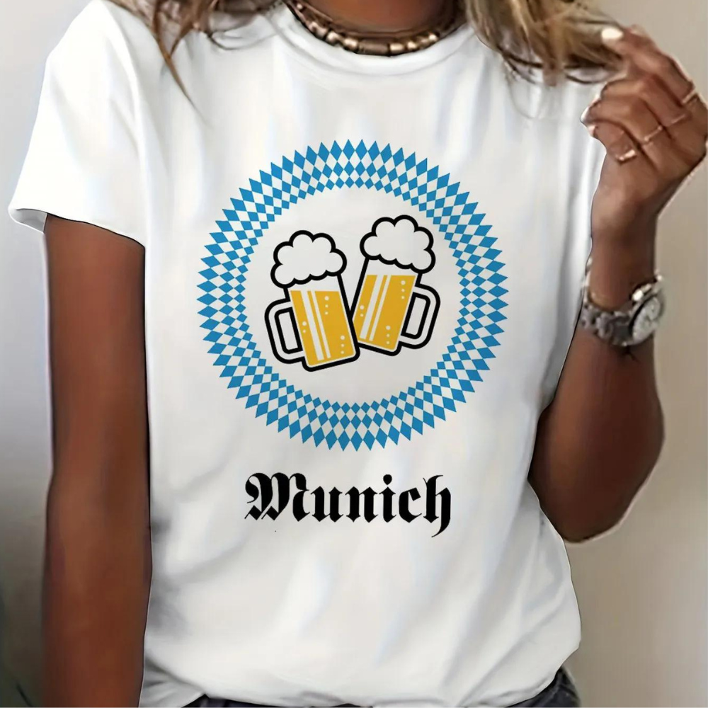 Viviane - Dámská košile Oktoberfest s pohodlným kulatým výstřihem