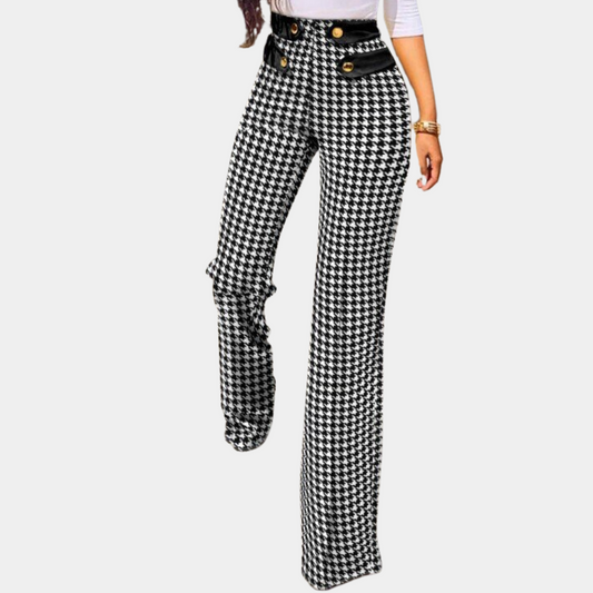 Nadčasové dámské kalhoty houndstooth