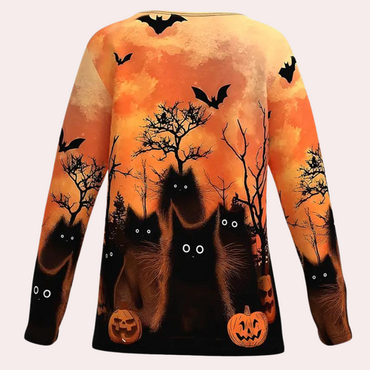 Rella - Dámské tričko s potiskem kočky Halloween
