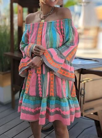 Jenica - Boho šaty s rozšířenými rukávy