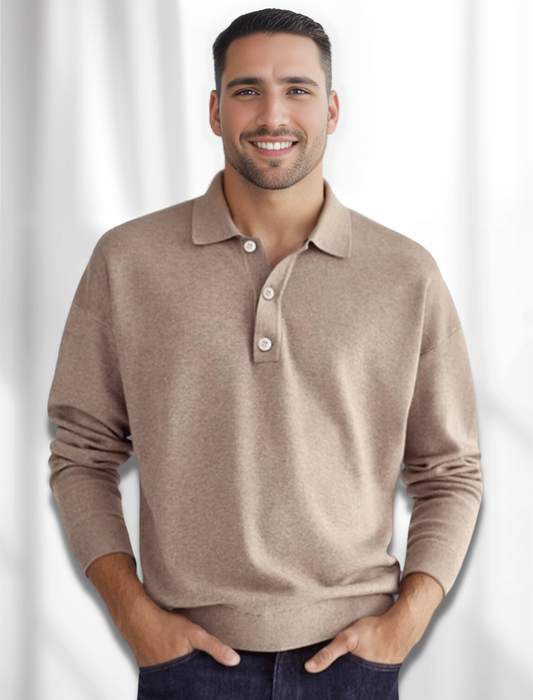Eden Polo | Pánská polokošile s dlouhými rukávy Merino-look