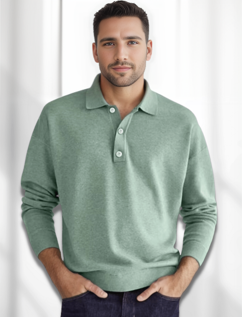 Eden Polo | Pánská polokošile s dlouhými rukávy Merino-look