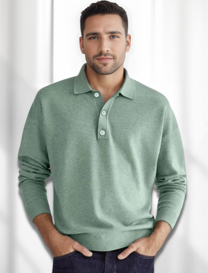 Eden Polo | Pánská polokošile s dlouhými rukávy Merino-look