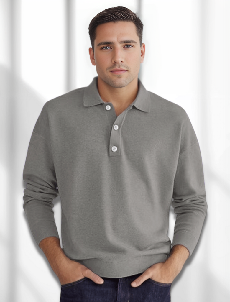 Eden Polo | Pánská polokošile s dlouhými rukávy Merino-look