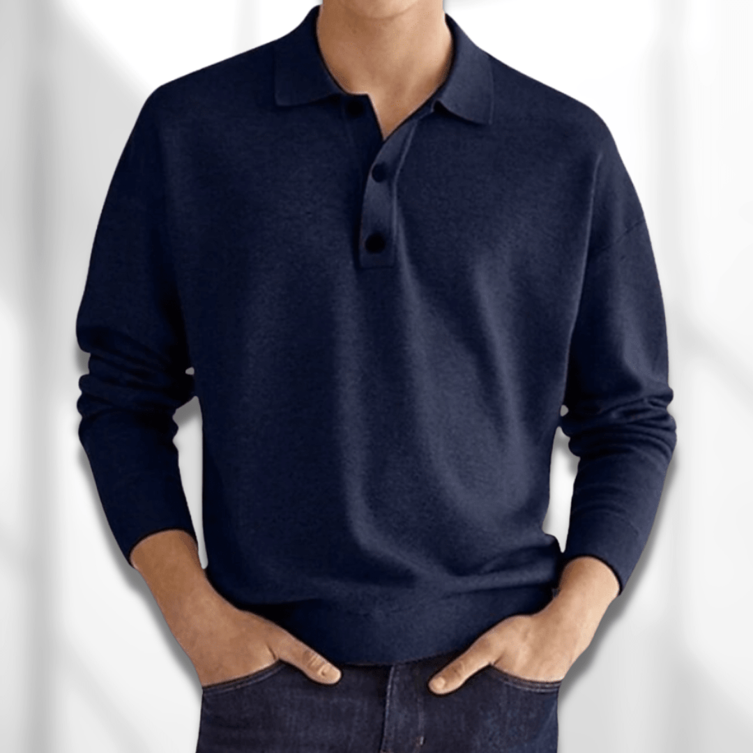 Eden Polo | Pánská polokošile s dlouhými rukávy Merino-look