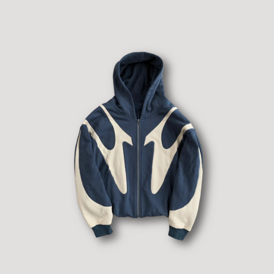 Alex - Sweat à Capuche Zip Strap Tribal Blanc