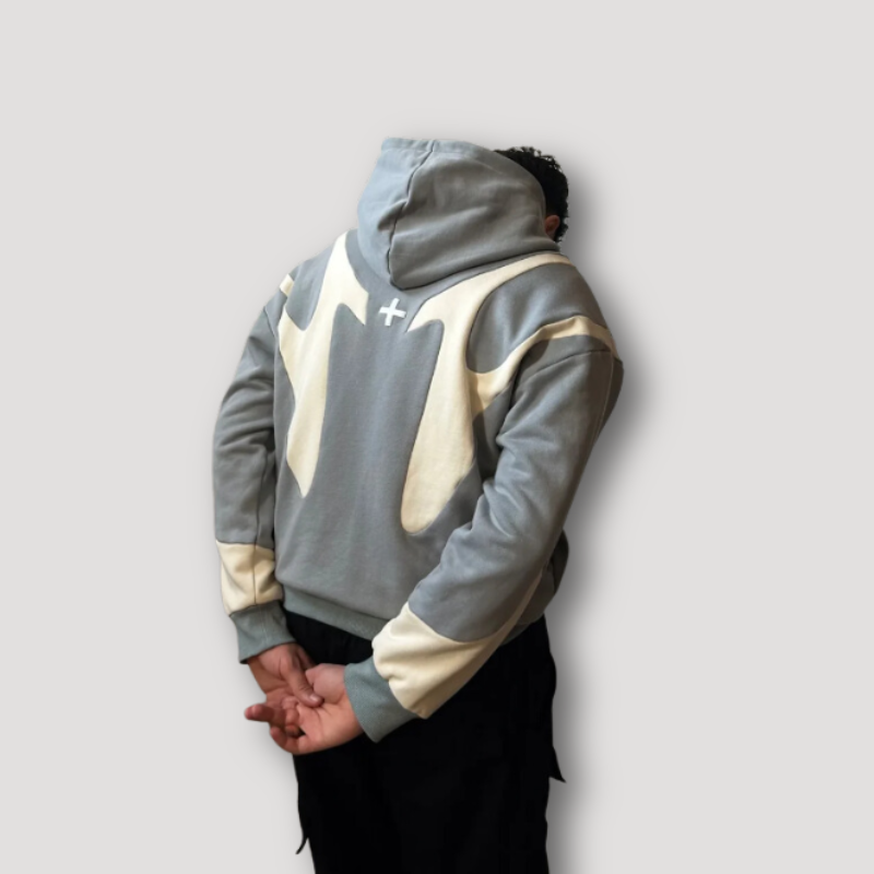 Alex - Sweat à Capuche Zip Strap Tribal Blanc