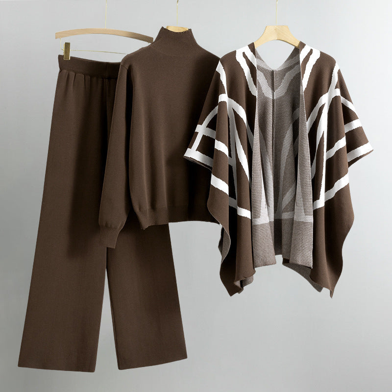 Amelia - Dámská pletená souprava v barvě khaki allure