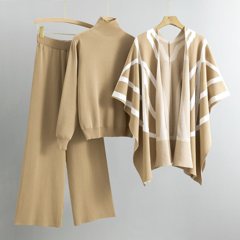 Amelia - Dámská pletená souprava v barvě khaki allure