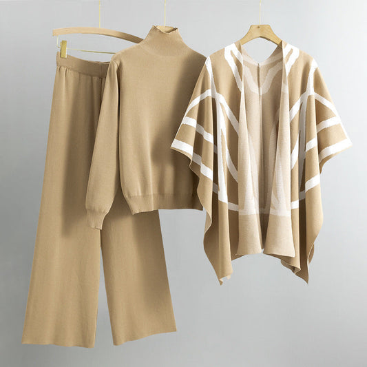 Amelia - Dámská pletená souprava v barvě khaki allure