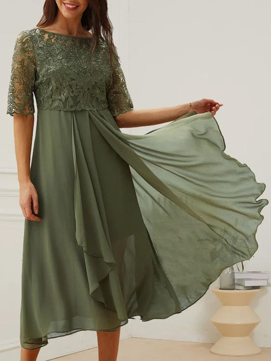 Essie - Elegantní krajkové midi šaty