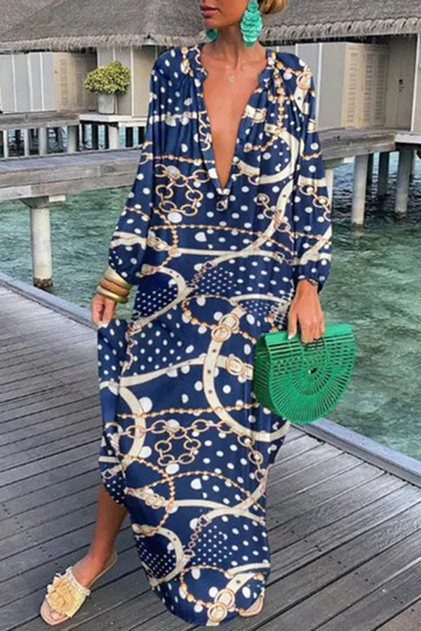 Helena - Elegantní volné šaty s dlouhými rukávy