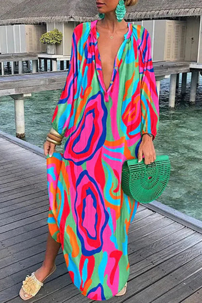 Helena - Elegantní volné šaty s dlouhými rukávy