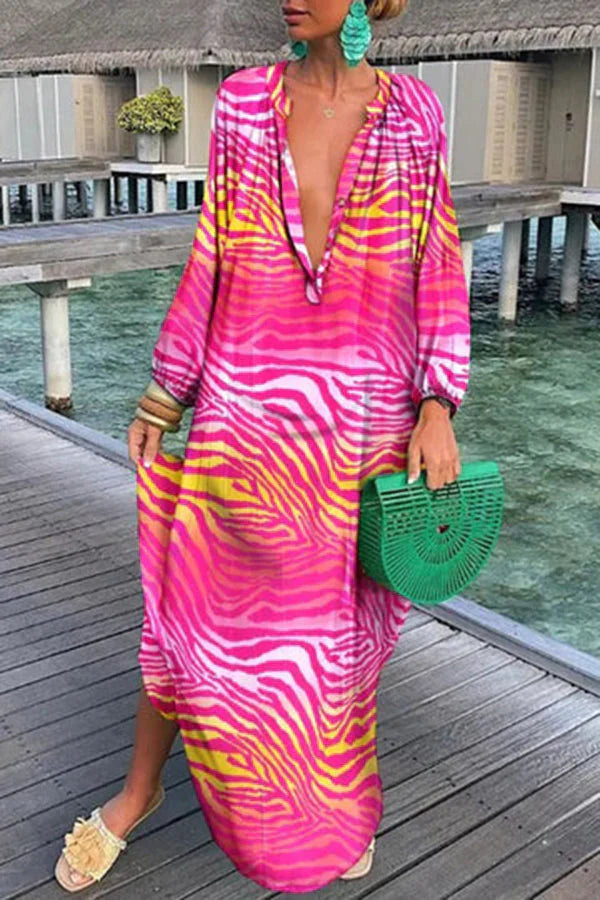 Helena - Elegantní volné šaty s dlouhými rukávy