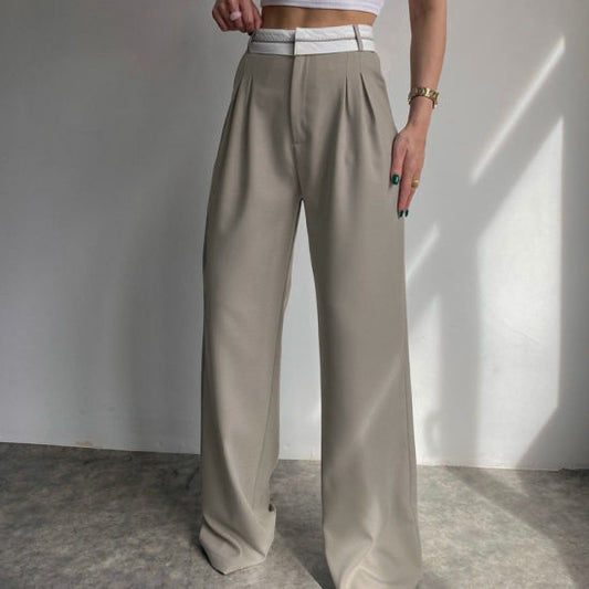 Kalhoty rovného střihu s vysokým pasem Fashion