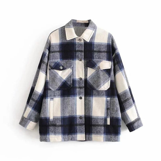 Vlněná kostkovaná košile ALICE Oversized Casual