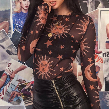 Moonvibe Sweater | Svetr s průhlednou síťovinou a neobvyklým vzorem