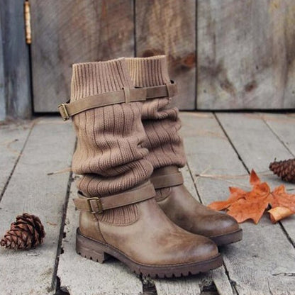 Teplé pletené kožené boty | Puck Boots