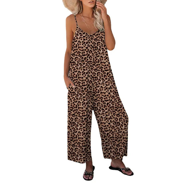 Loréna - Kombinéza s leopardím potiskem na ramínka