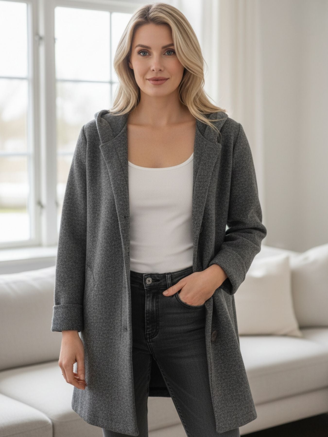 Liezl | Dámský dlouhý kabát, ležérní, elegantní a pohodlný