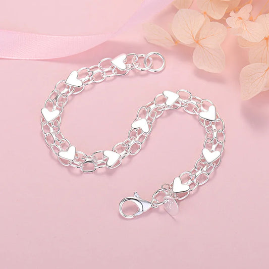 Klasický stříbrný náramek srdce | Luxusní a elegantní