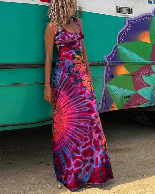 Layiah - Maxi šaty s krajkou a potiskem Tie-Dye