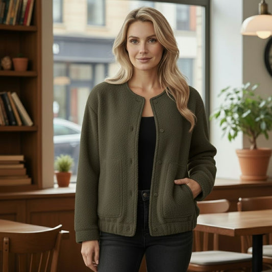 Ophelia | Dámská oversized bunda Top Coat s dlouhými rukávy a skrytými knoflíky