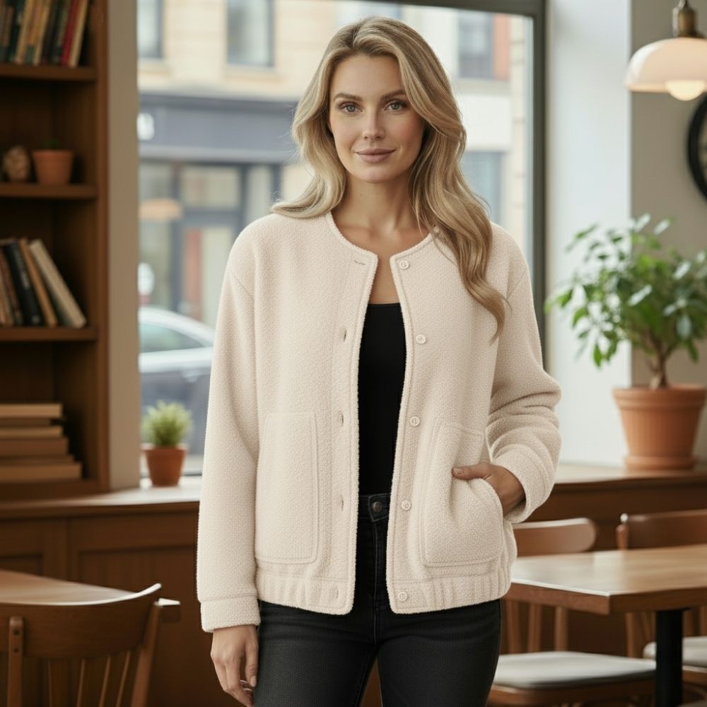 Ophelia | Dámská oversized bunda Top Coat s dlouhými rukávy a skrytými knoflíky