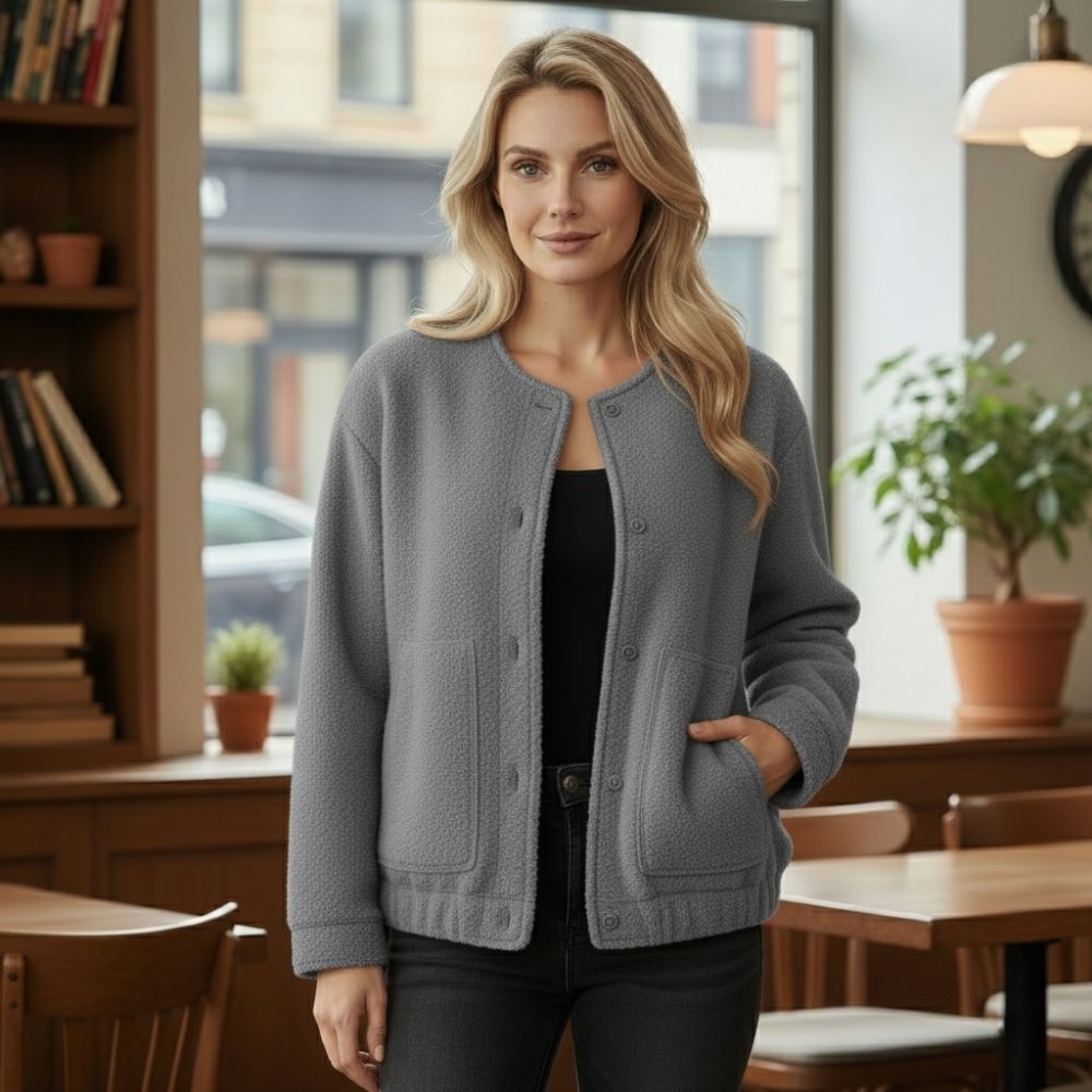 Ophelia | Dámská oversized bunda Top Coat s dlouhými rukávy a skrytými knoflíky