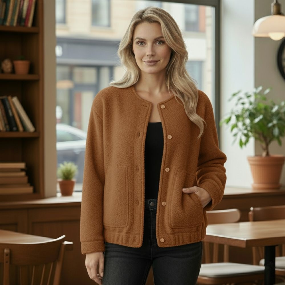 Ophelia | Dámská oversized bunda Top Coat s dlouhými rukávy a skrytými knoflíky