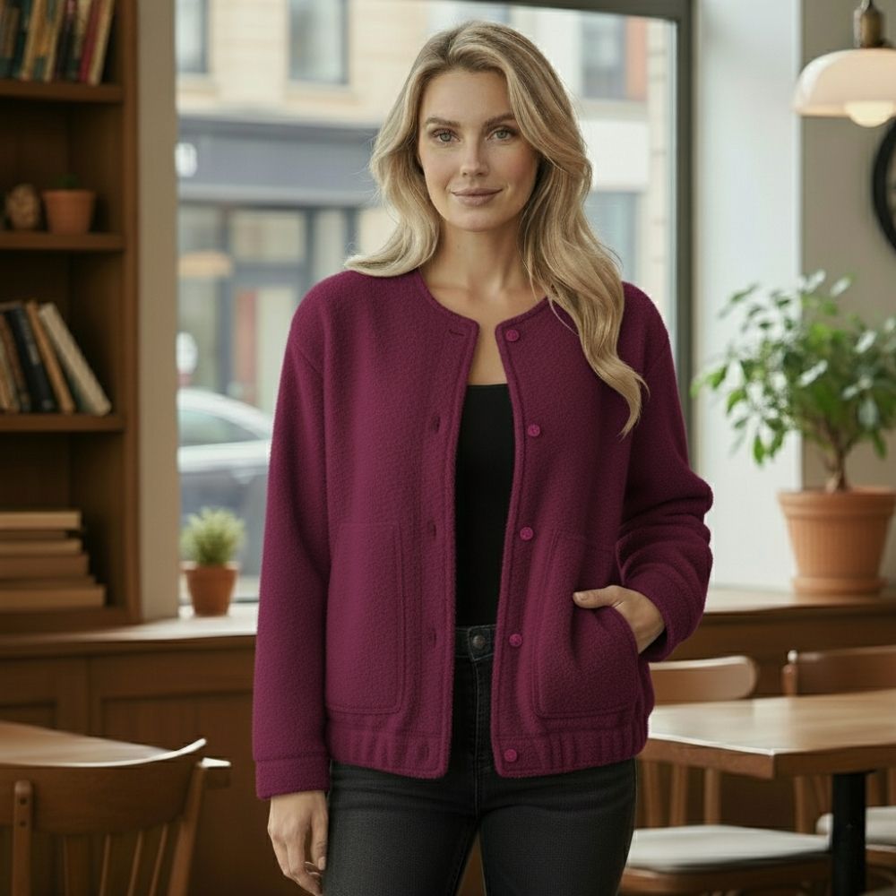 Ophelia | Dámská oversized bunda Top Coat s dlouhými rukávy a skrytými knoflíky