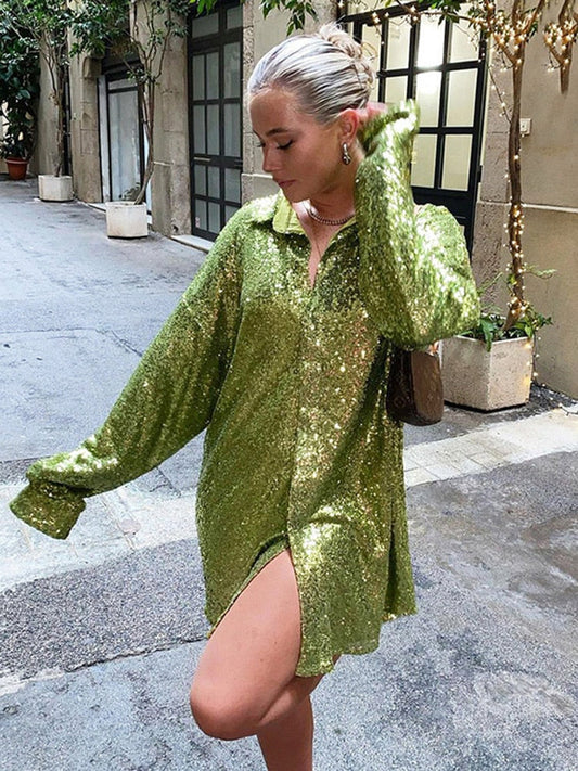 Trista Shirt | Oversized Sparkling Shirt