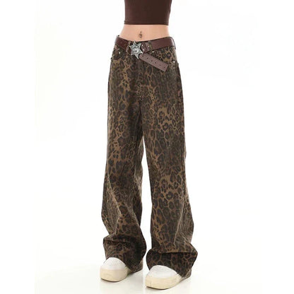 Retro kalhoty s leopardím potiskem