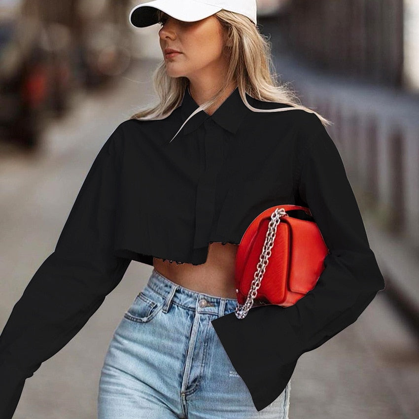 Vardi Dante™ Christelle Short Croptop | Sexy krátká halenka s dlouhými rukávy