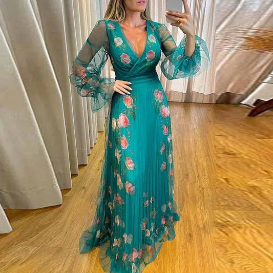 Leanne - Dámské bohémské šaty s výstřihem do V a skládaným pasem