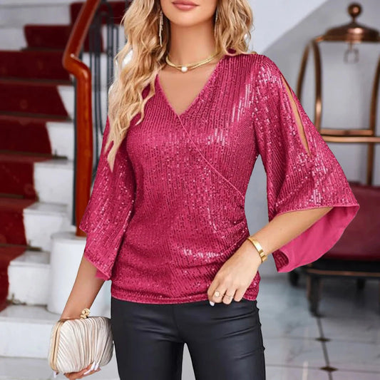 Larissa | Elegantní halenka s výstřihem do V a rozšířenými rukávy