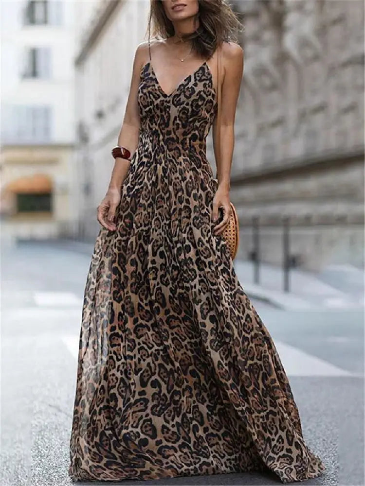 Audrey - Šaty s leopardím vzorem a výstřihem do V