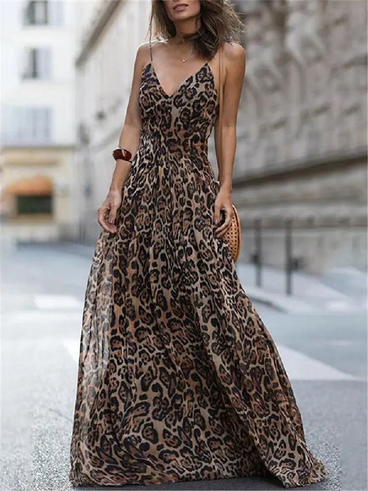 Audrey - Šaty s leopardím vzorem a výstřihem do V