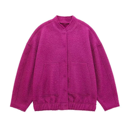 Ophelia | Dámská oversized bunda Top Coat s dlouhými rukávy a skrytými knoflíky