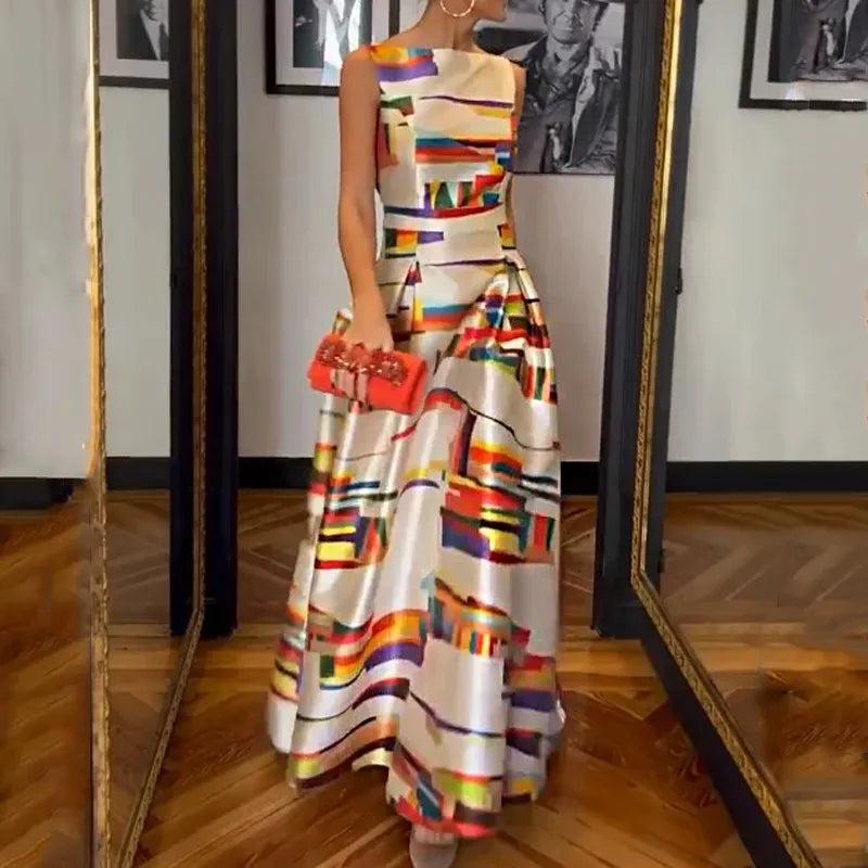 Vernice - Maxi šaty letní móda elegantní vintage potisk