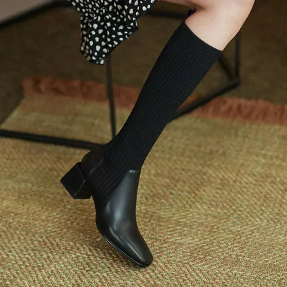 Rose Boots | Ponožkové boty do půli lýtek s blokovými podpatky