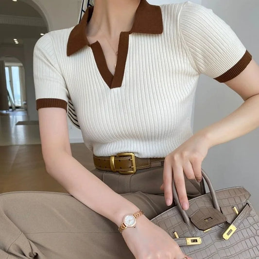 Tarmila Top | Ležérní pletený top s výstřihem do V