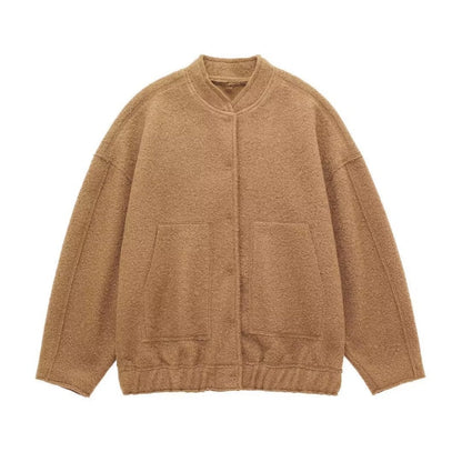 Ophelia | Dámská oversized bunda Top Coat s dlouhými rukávy a skrytými knoflíky